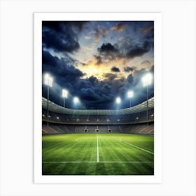 Soccer Stadium At Night Stock Photo Art Print