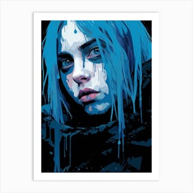 Billie Eilish Blue Portrait 4 Art Print