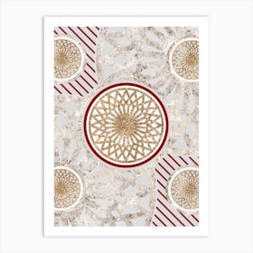 Geometric Abstract Glyph in Festive Gold Silver and Red n.0025 Art Print
