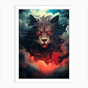 Wolf In The Clouds 4 Art Print