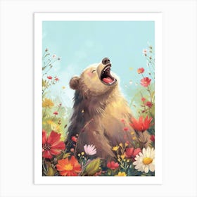 Sloth Growling Storybook Illustration 2 Art Print