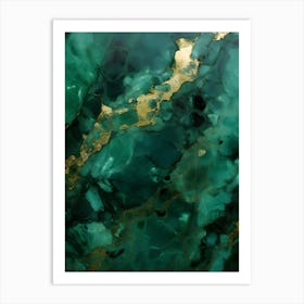 Green Gold Marble Texture Art Print