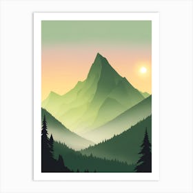 Misty Mountains Vertical Composition In Green Tone 105 Art Print