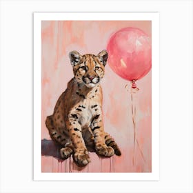 Cute Cougar 2 With Balloon Art Print