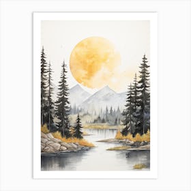 Watercolour Of Hohe Tauern National Park   Austria 1 Art Print