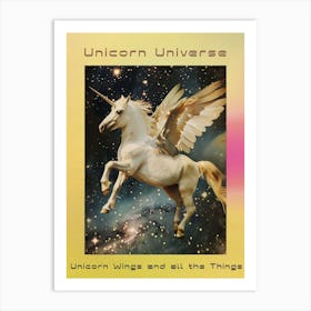 Retro Unicorn With Wings Collage Style 2 Poster Art Print