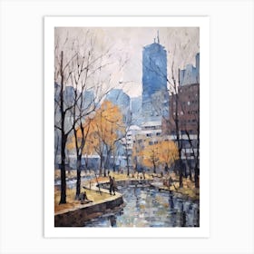 Winter City Park Painting Cheonggyecheon Park Seoul 6 Art Print