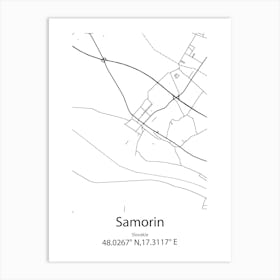 Samorin,Slovakia Minimalist Map Art Print