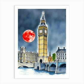 Big Ben And Moon Art Print