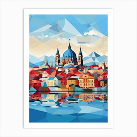 Budapest, Hungary, Geometric Illustration 4 Art Print