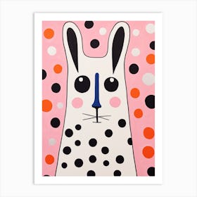 Pink Polka Dot Arctic Hare 1 Art Print
