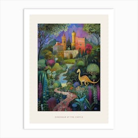 Dinosaur In The Castle Garden Painting 3 Poster Art Print