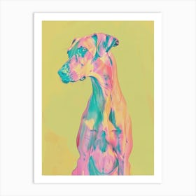 Spaniel Doberman Dog Pastel Line Watercolour Illustration  1 Art Print