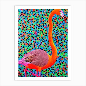 Greater Flamingo Yayoi Kusama Style Illustration Bird Art Print