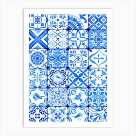 Blue And White Tile Art Print