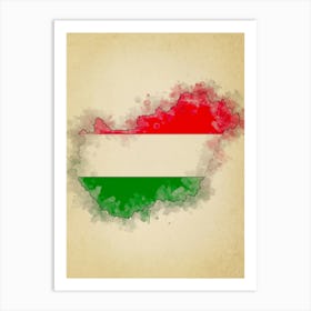 Hungary Flag Vintage Art Print