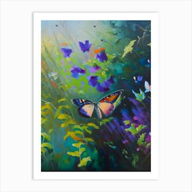 Butterfly In Garden Oil Painting 1 Art Print
