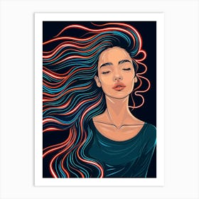 Girl With Long Hair 11 Art Print