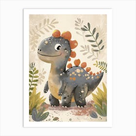 Cute Ankylosaurus Dinosaur Watercolour 1 Art Print