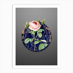 Vintage Rosa Indica Botanical in Gilded Marble on Soft Gray n.0028 Art Print