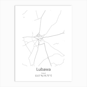 Lubawa,Poland Minimalist Map Art Print