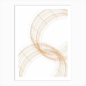 Yellow On White Abstract Wire Circles Art Print