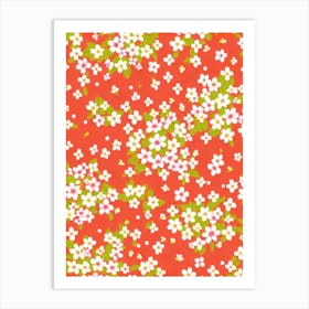 Cherry Blossom Floral Print Warm Tones 2 Flower Art Print