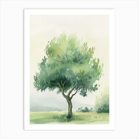 Olive Tree Atmospheric Watercolour Painting 1 Art Print