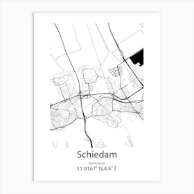 Schiedam,Netherlands Minimalist Map Art Print