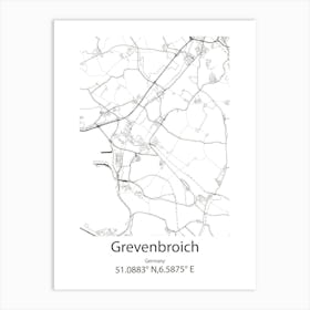 Grevenbroich,Germany Minimalist Map Art Print