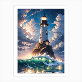 A Lighthouse In The Middle Of The Ocean 69 Art Print