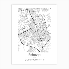 Rehovot,Israel Minimalist Map Art Print