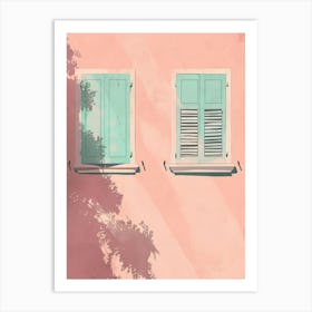 Pink House With Shutters 1 Art Print