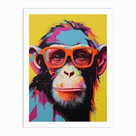 Monkey With Glasses Pop Art Art Print