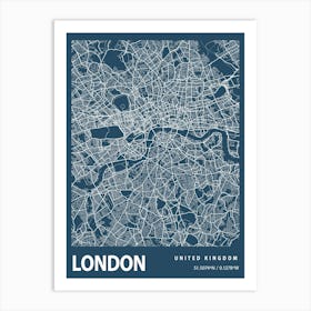 London Blueprint City Map 1 Art Print