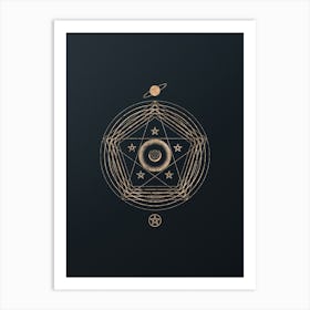 Abstract Geometric Gold Glyph on Dark Teal n.0198 Art Print