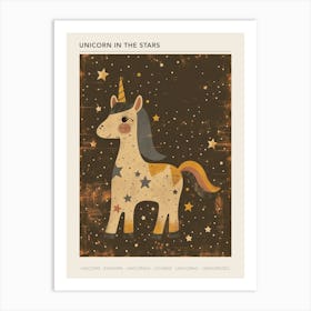 Unicorn In The Stars Mustard Muted Pastels Poster Art Print