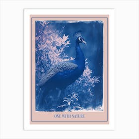 Peacock In The Wild Cyanotype Inspired 7 Poster Art Print