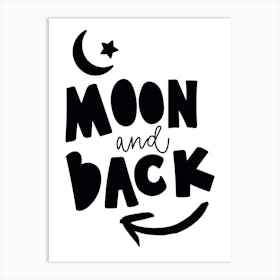 Moon And Back Bold Black Art Print
