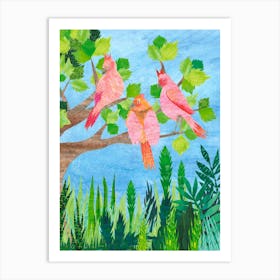 Three Cardinals In A Tree Art Print