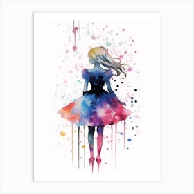 Alice In Wonderland Colourful Watercolour 3 Art Print