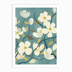 Dogwood Tree Flat Illustration 7 Art Print