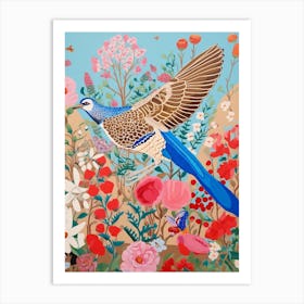 Maximalist Bird Painting Blue Jay 1 Art Print