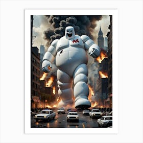 Colossal Monster Rampages Through the City Art Print