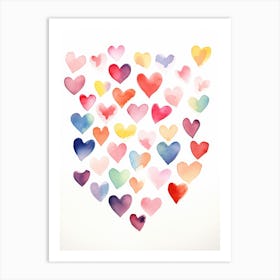 Watercolor Hearts 8 Art Print
