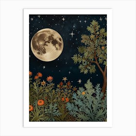 Moonlight In The Garden Style William Morris 1 Art Print 3 Art Print