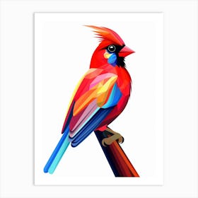 Colourful Geometric Bird Cardinal 1 Art Print
