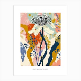 Colourful Flower Illustration Poster Queen Annes Lace 1 Art Print