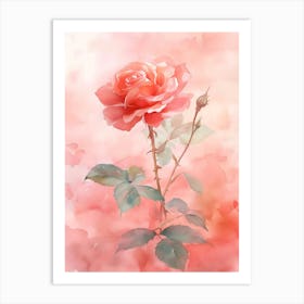 Pink Rose Wallpaper Art Print