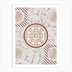 Geometric Abstract Glyph in Festive Gold Silver and Red n.0018 Art Print